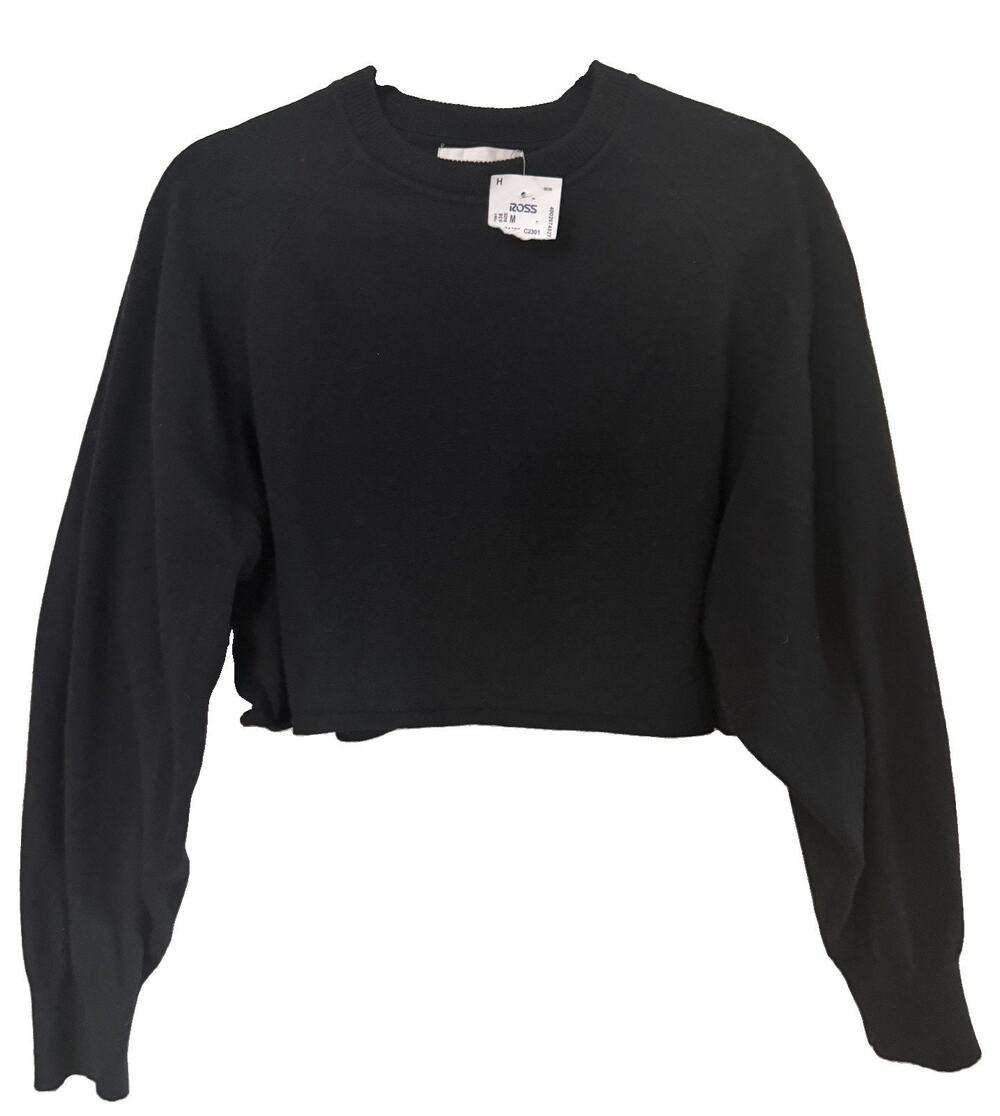 Industry Republic Clothing Women’s Black Cropped Sweater Wool Blend Medium NEW